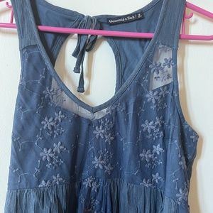 NWOT Abercrombie and Fitch Blue Sundress With Floral Embroidery